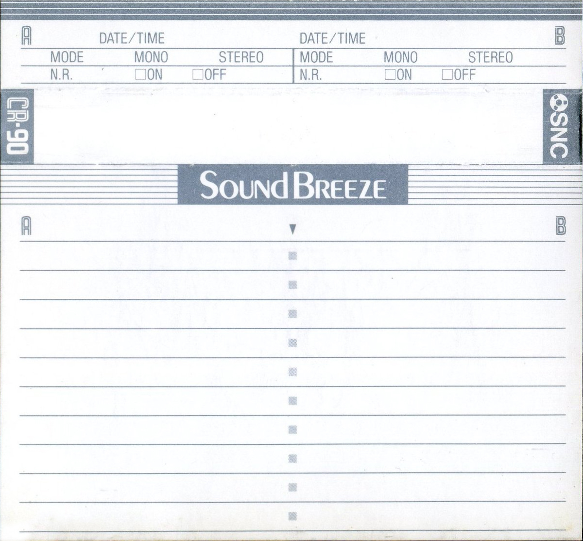 Compact Cassette Sound Breeze CR 90 Type II Chrome 1986 Unknown Country