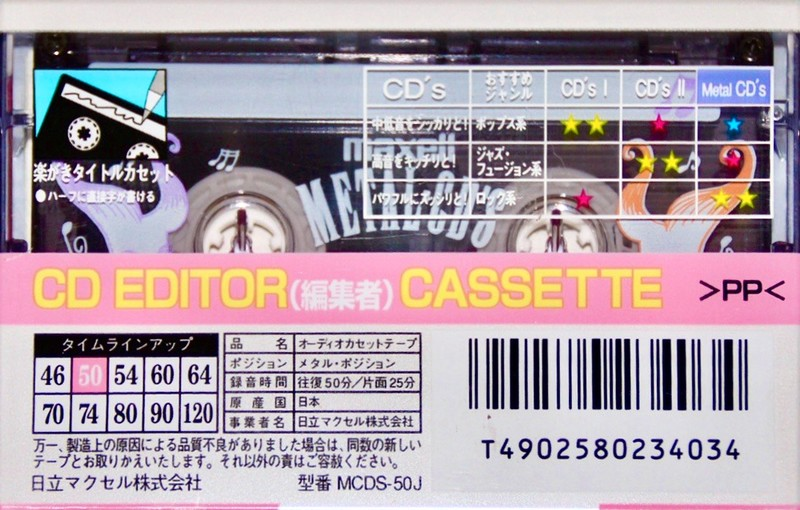 Compact Cassette Maxell Metal CD's 50 "MCDS-50J" Type IV Metal 1995 Japan