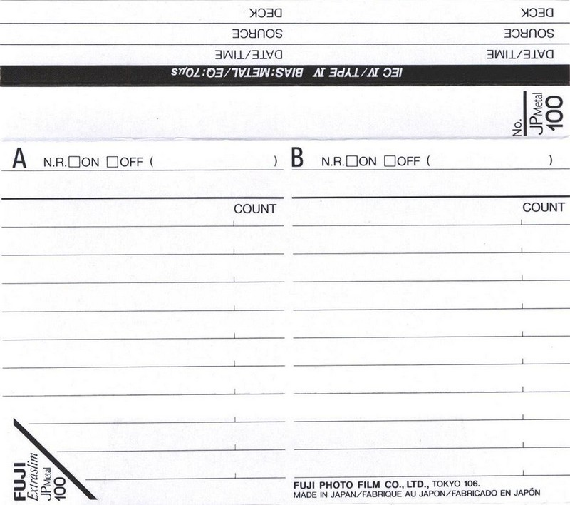Compact Cassette Fuji JP Metal 100 Type IV Metal 1992 Europe