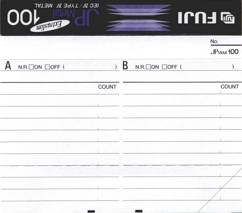 Compact Cassette Fuji JP Metal 100 Type IV Metal 1992 Europe