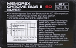 Compact Cassette Memorex Chrome Bias II Super 60 Type II Chrome 1985 USA