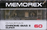 Compact Cassette Memorex Chrome Bias II Super 60 Type II Chrome 1985 USA