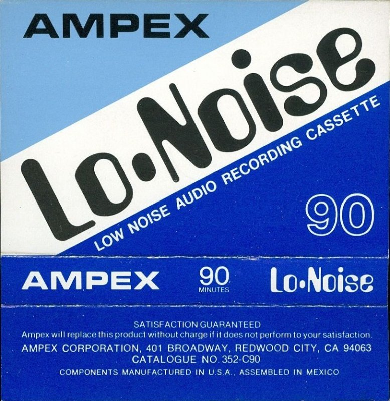 Compact Cassette Ampex Lo-Noise 90 "352-C90" Type I Normal 1978 USA