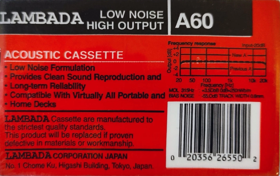 Compact Cassette Lambada 60 "A" Type I Normal USA