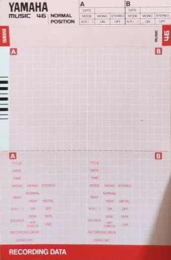 Compact Cassette Yamaha Music 46 Type I Normal 1982 Japan