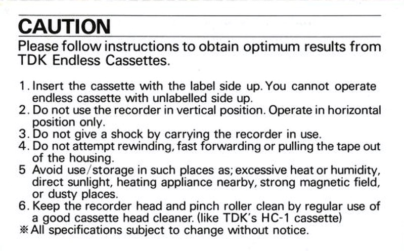 Compact Cassette TDK 6 Type I Normal 1978 Japan