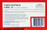 Compact Cassette Memorex HBS II 60 Type II Chrome 1989 North America
