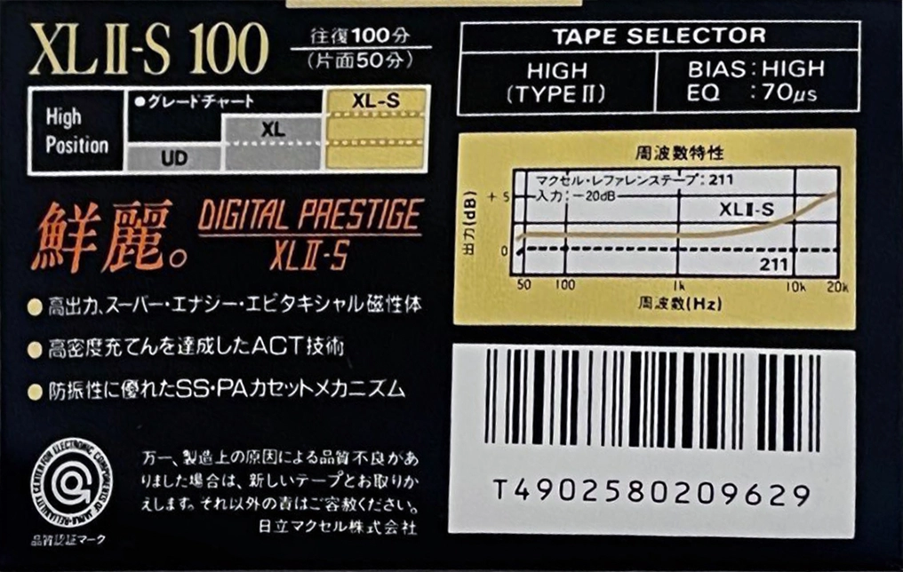 Compact Cassette Maxell XLII-S 100 Type II Chrome 1988 Japan