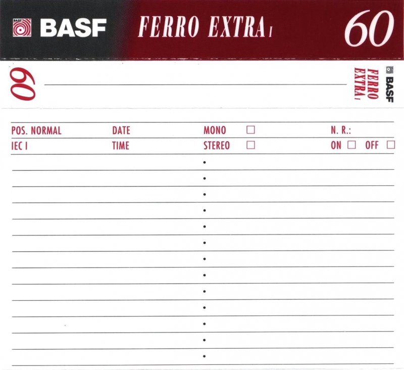 Compact Cassette BASF Ferro Extra I 60 Type I Normal 1994 Europe