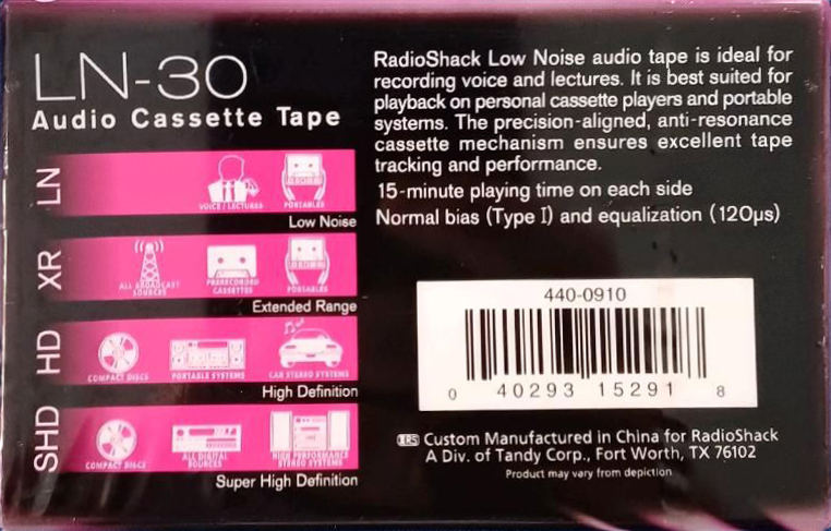 2 pack Radio Shack LN 30 Type I Normal 1997 USA