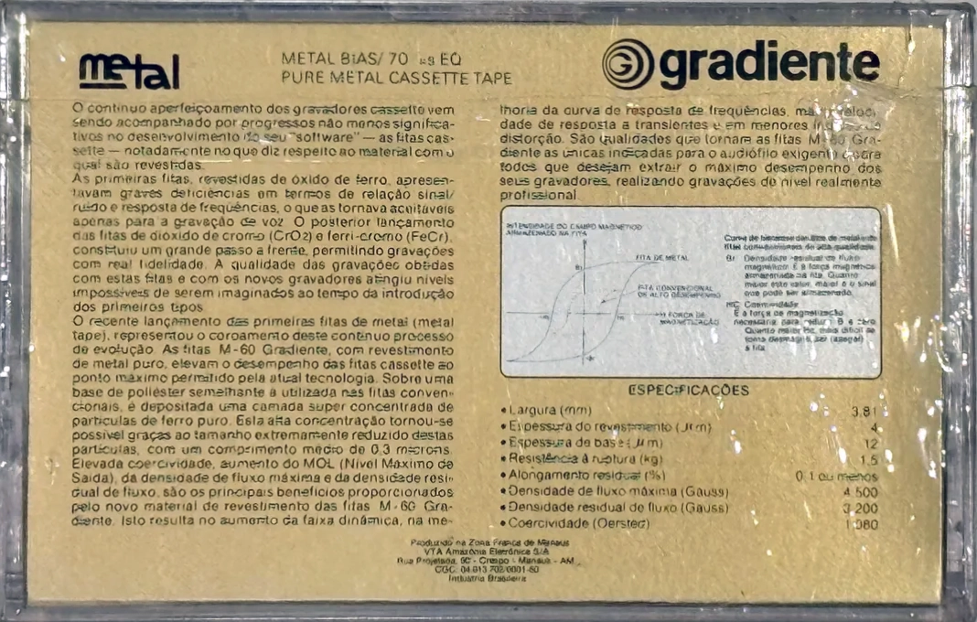 Compact Cassette Gradiente 60 Type IV Metal Latin America