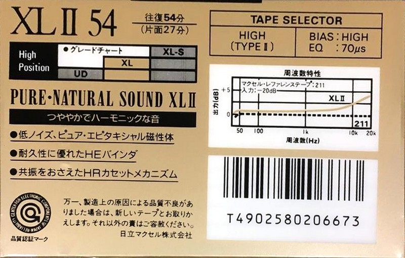 Compact Cassette Maxell XLII 54 Type II Chrome 1988 Japan