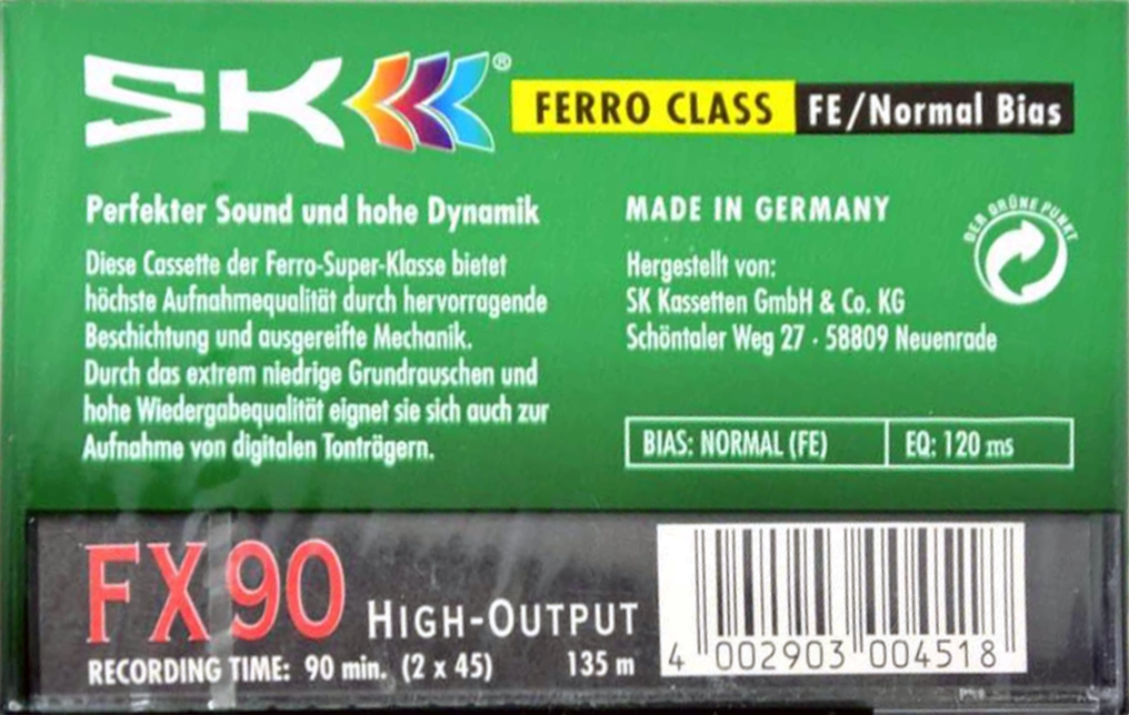Compact Cassette SK FX II 90 Type I Normal 1996 Europe
