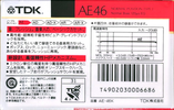 Compact Cassette TDK AE 46 "AE-46K" Type I Normal 1989 Japan