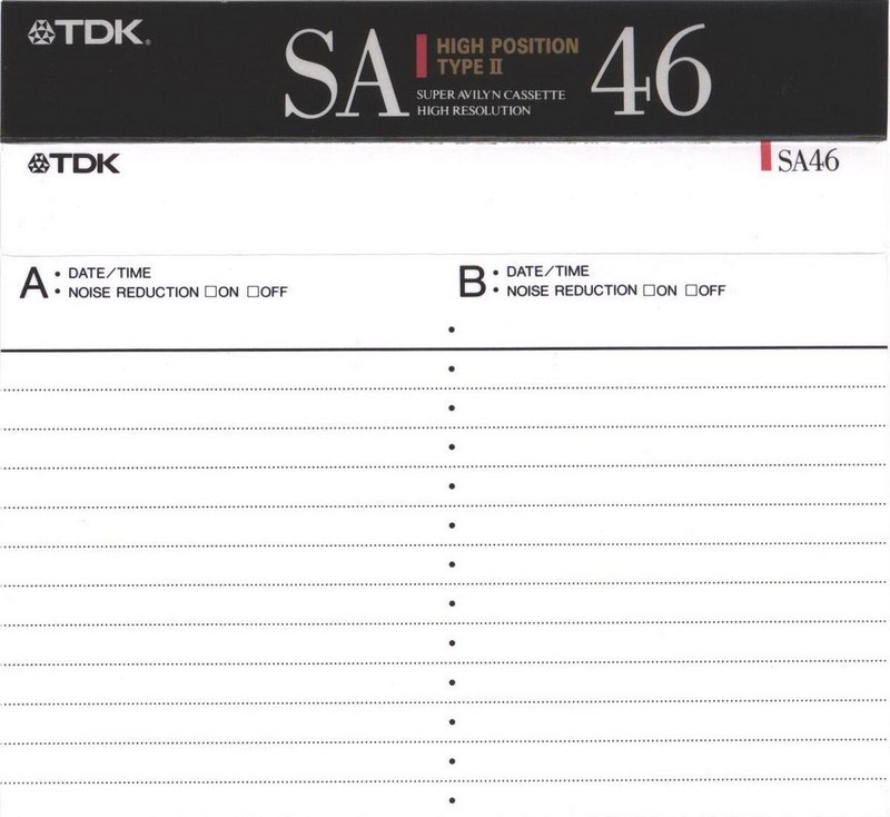 Compact Cassette TDK SA 46 "SA-46M" Type II Chrome 1990 Japan