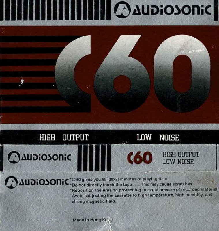 Compact Cassette Audiosonic 60 Type I Normal Hong Kong