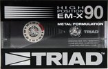 Compact Cassette Triad EM-X 90 Type II Chrome 1986 North America