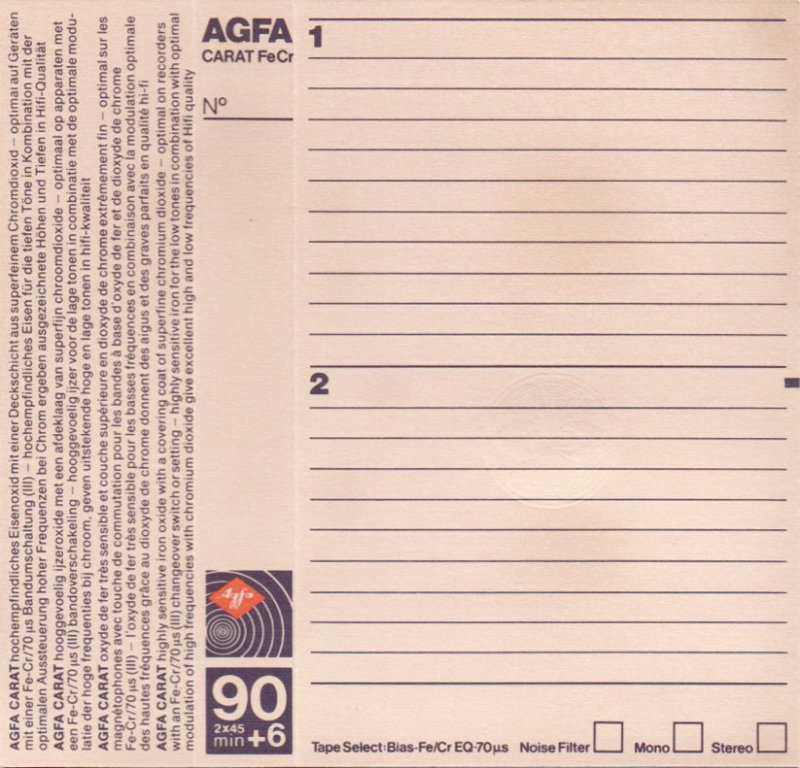 Compact Cassette AGFA CARAT 90+6 Type III Ferro Chrome 1979 Europe