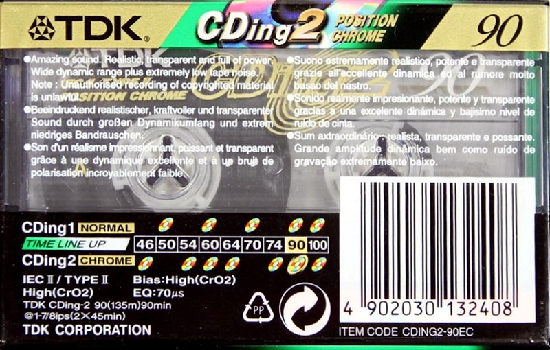 Compact Cassette TDK CDing 2 90 "CDING2-90EC" Type II Chrome 2001 Europe
