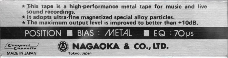 Compact Cassette Nagaoka Metal Music 60 Type IV Metal 1979 Japan
