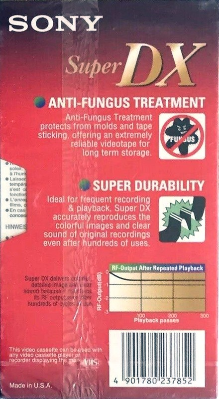 VHS, Video Home System Sony Super DX 180 Type I Normal Worldwide