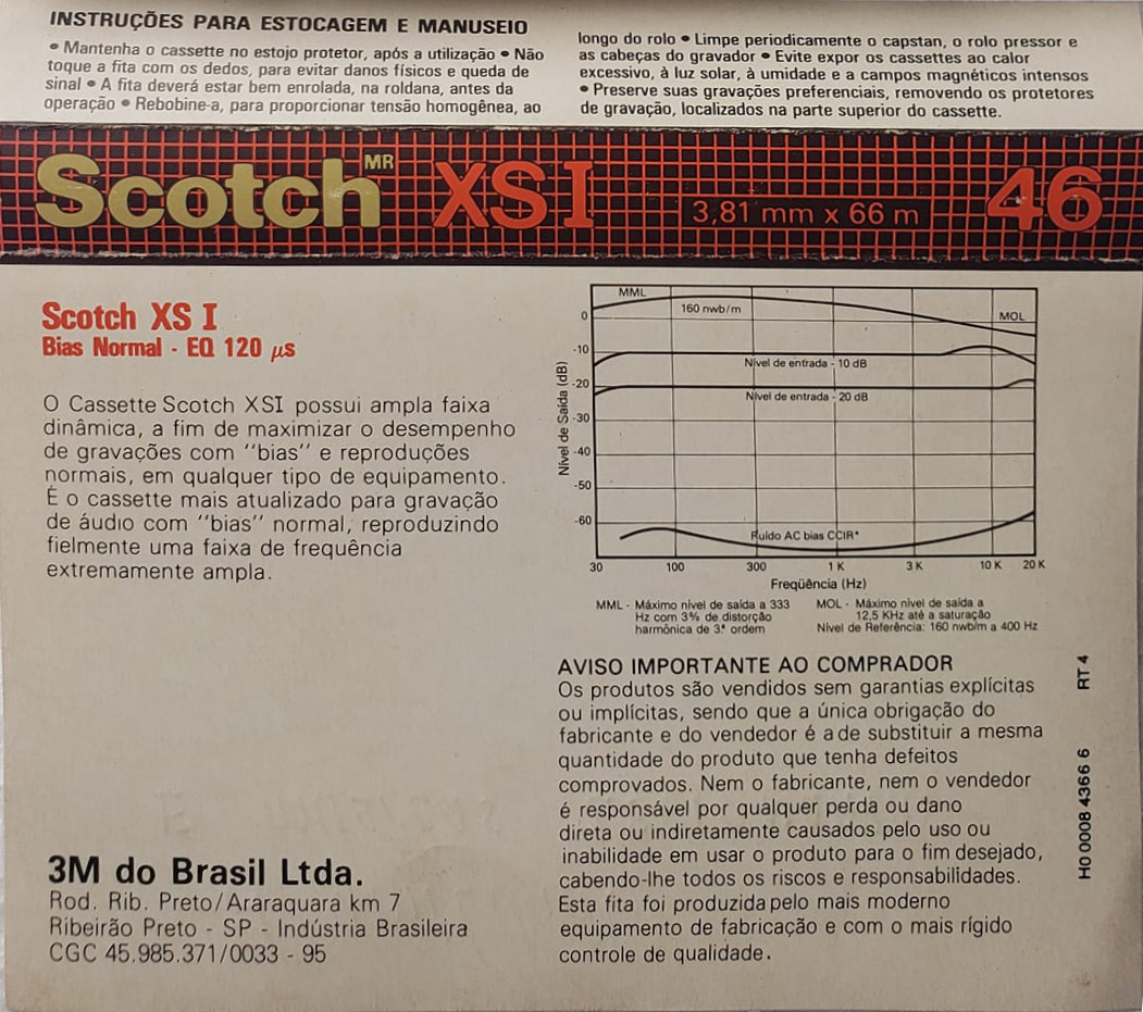 Compact Cassette Scotch XS I 46 Type I Normal 1982 Brazil