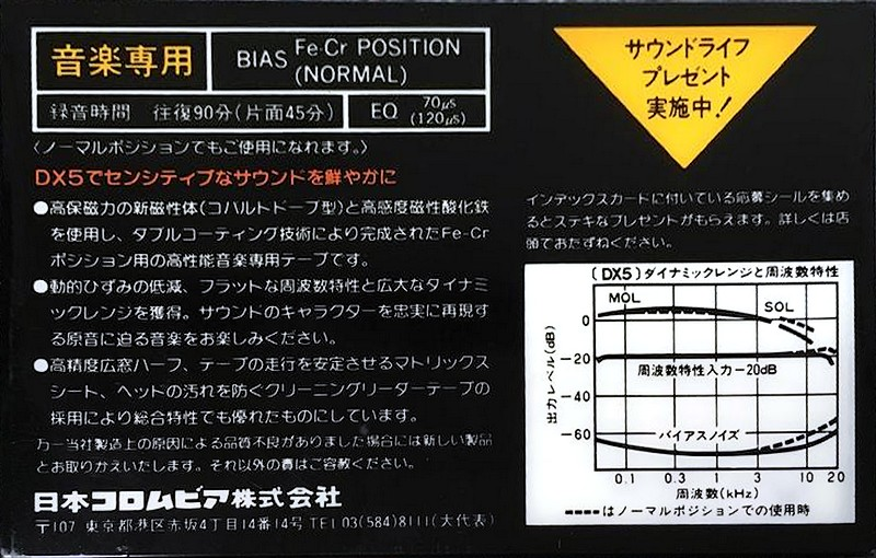 Compact Cassette Denon DX5 90 Type III Ferro Chrome 1981 Japan