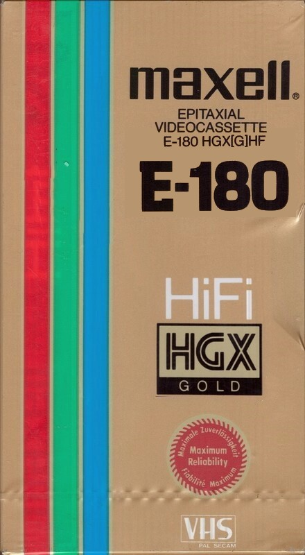 VHS, Video Home System Maxell HGX Gold 180 "E-180 HGX(G)HF" Type II Chrome 1984 Europe
