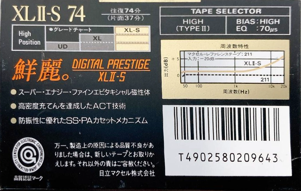 Compact Cassette Maxell XLII-S 74 Type II Chrome 1988 Japan