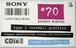 Compact Cassette Sony CDix I 70 "C-70CDX1a" Type I Normal 1992 Japan