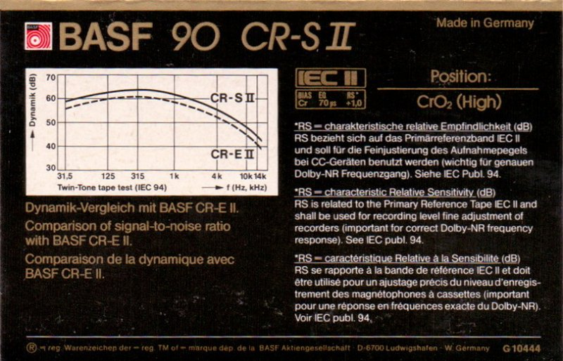 Compact Cassette BASF Chromdioxid Super II 90 "Large Window" Type II Chrome 1983 Europe