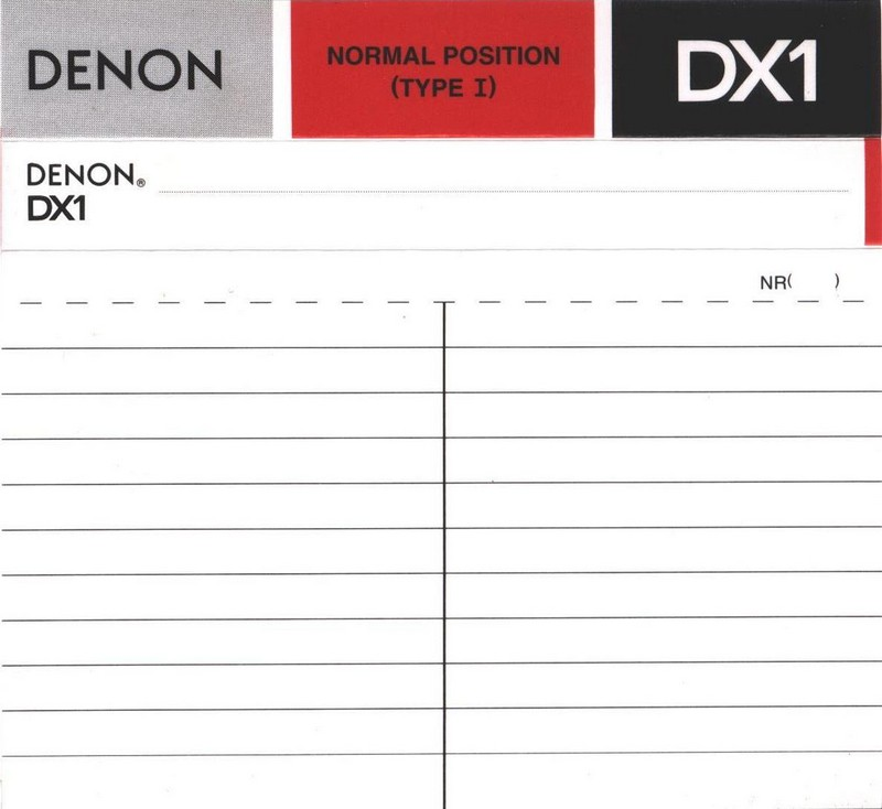 Compact Cassette Denon DX1 60 "DX1-60TE" Type I Normal 1992 Europe