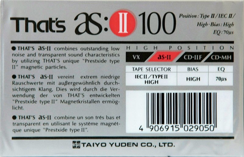 Compact Cassette Thats AS II 100 Type II Chrome 1990 Europe