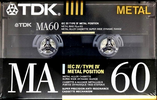 Compact Cassette TDK MA 60 Type IV Metal 1990 North America