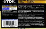 Compact Cassette TDK MA 60 Type IV Metal 1990 North America