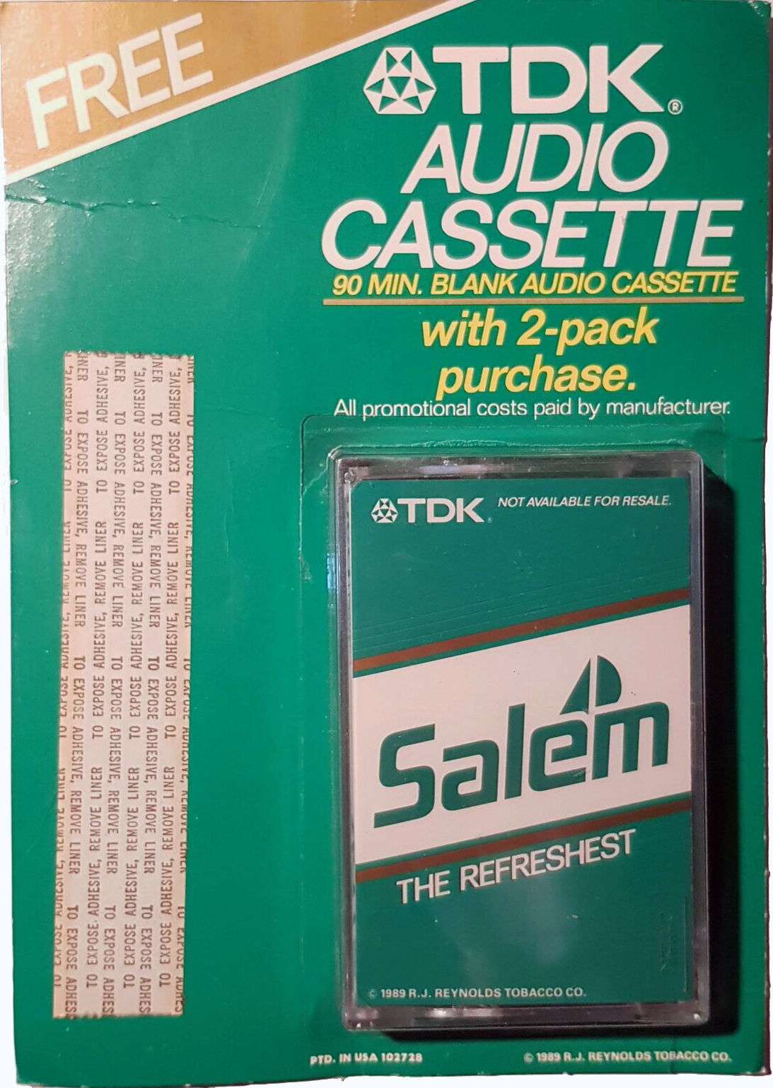 Blister TDK D 90 "Salem The Refreshest" Type I Normal 1989 USA