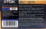 Compact Cassette TDK MA 90 Type IV Metal 1990 North America