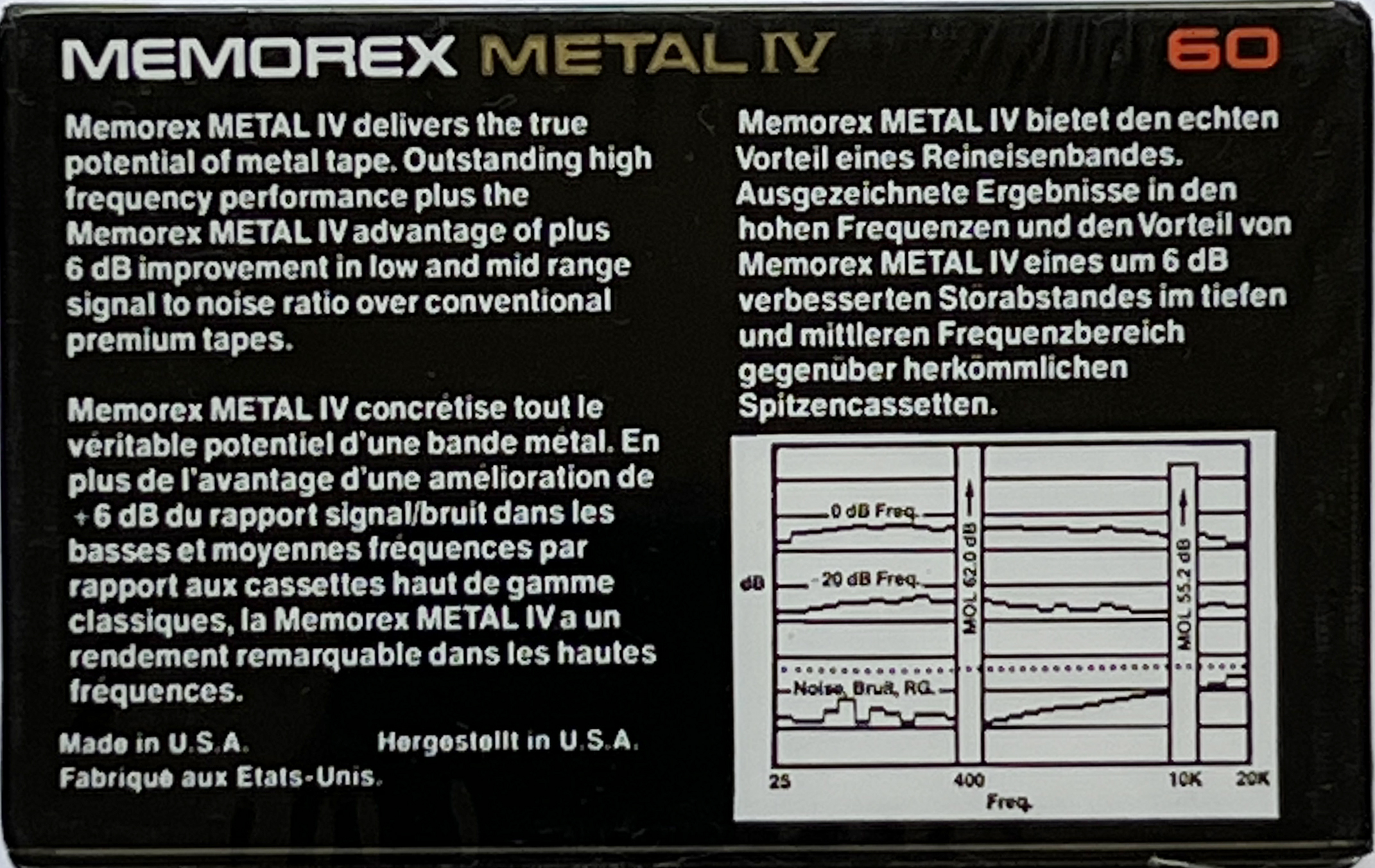 Compact Cassette Memorex Metal IV 60 Type IV Metal 1982 Europe