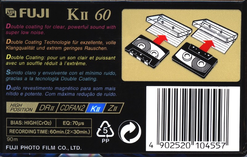 Compact Cassette Fuji K2 60 "KII" Type II Chrome 1998 Europe