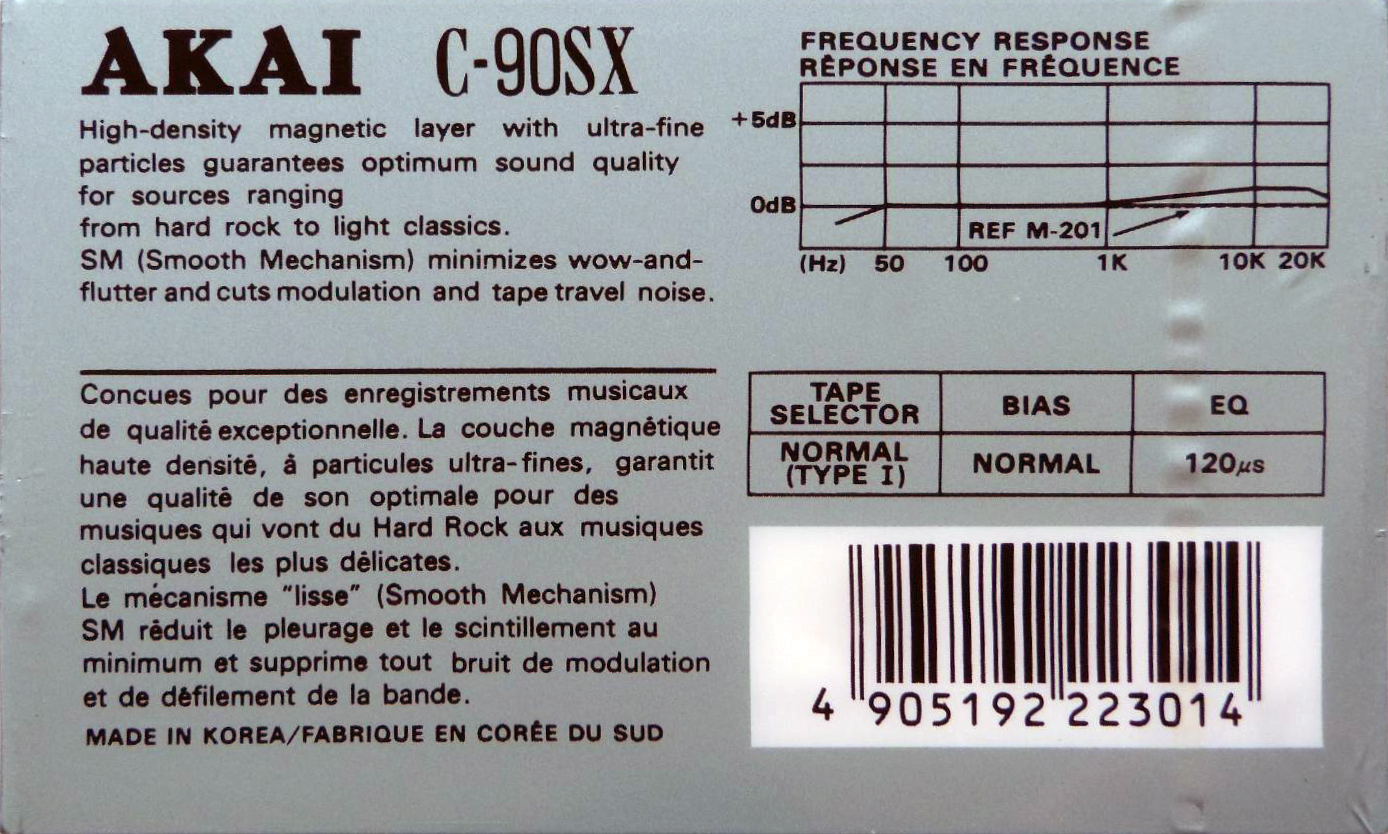 Compact Cassette Akai SX 90 Type I Normal 1991 Europe