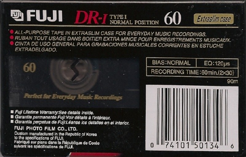 Compact Cassette Fuji DR-I 60 Type I Normal 1995 North America