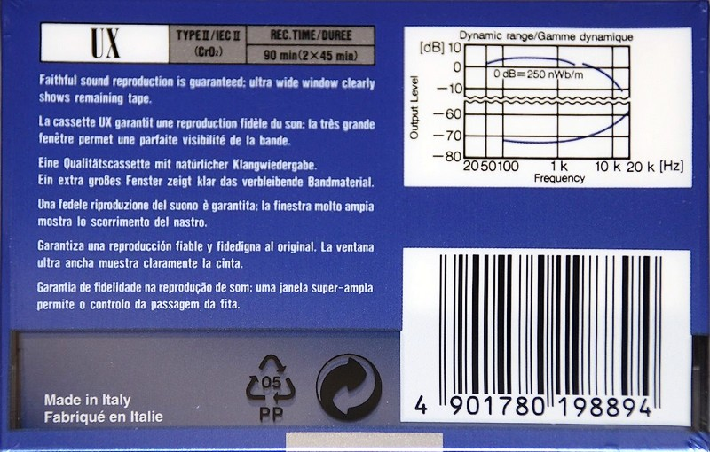 Compact Cassette Sony UX 90 Type II Chrome 1992 Europe