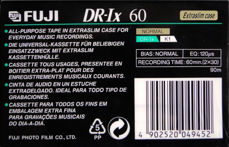 Compact Cassette Fuji DR-Ix 60 Type I Normal 1995 Europe