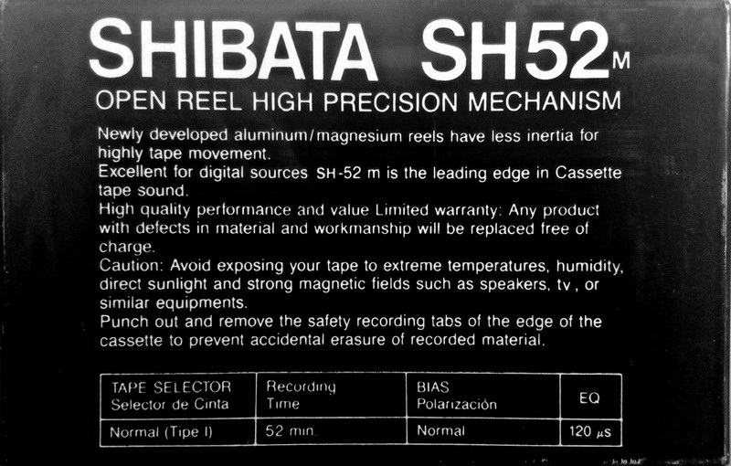 Compact Cassette Shibata 52 "SH52M" Type I Normal Hong Kong