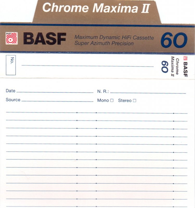 Compact Cassette BASF Chrome Maxima II 60 Type II Chrome 1989 Europe