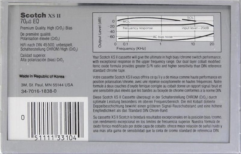Compact Cassette Scotch XS II 90 Type II Chrome 1987 Worldwide