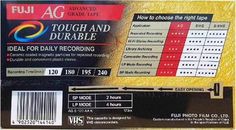 VHS, Video Home System Fuji AG 120 Type I Normal Europe