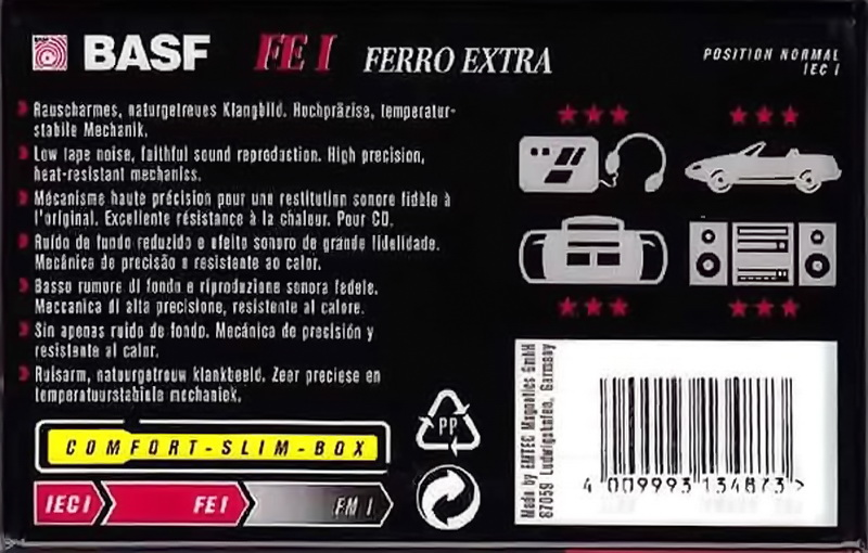 Compact Cassette BASF FE I Ferro Extra 60 Type I Normal 1995 Europe