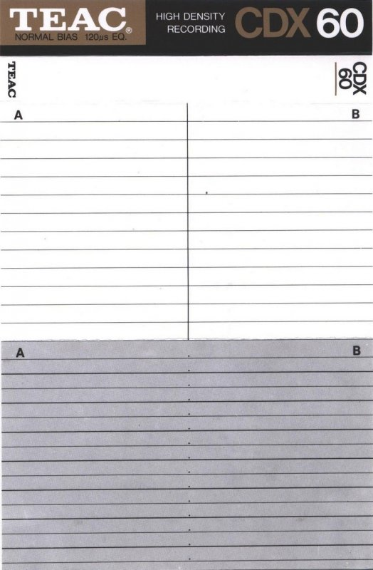 Compact Cassette Teac CDX 60 Type I Normal 1989 Europe