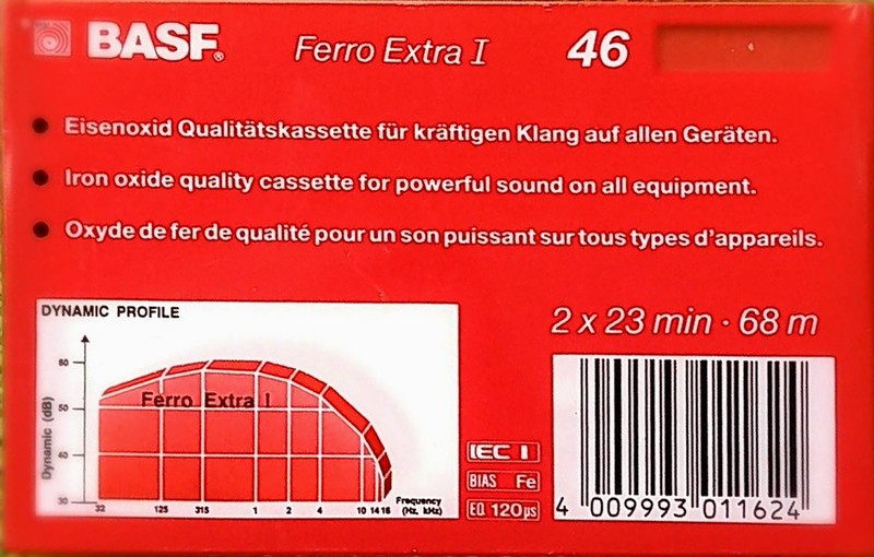 Compact Cassette BASF Ferro Extra I 46 Type I Normal 1988 Europe